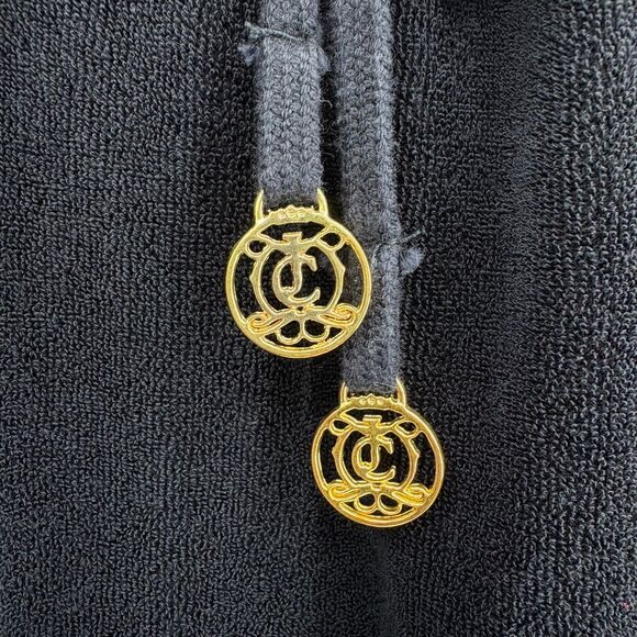 Juicy Couture Lace Trim Long Sleeve Y2K Top, Sz Med, Black Kangaroo Pouch - Picture 7 of 11